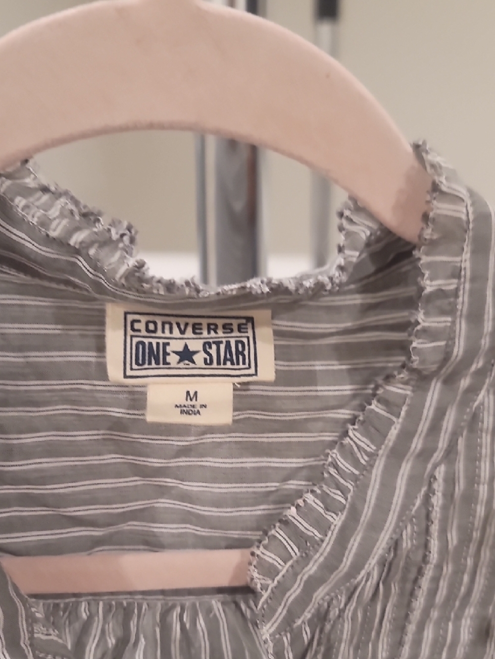 Converse One Star Gray and White Striped Top - Picture 2 of 3